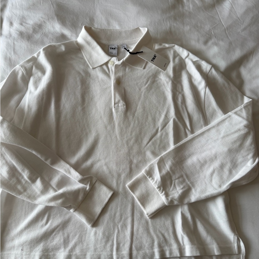 TAGS ON TNA Classic White Polo Shirt long sleeve